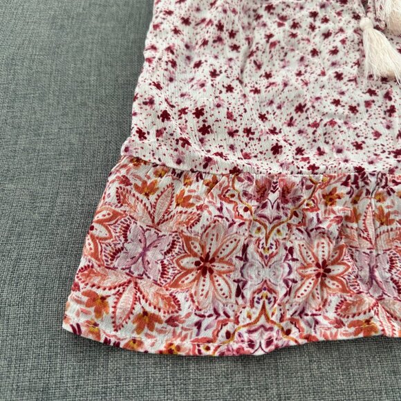 New! Hippie Rose Floral Tank Top Relaxed Fit Tassel Tie Medium‎ Juniors Rayon - Picture 6 of 11